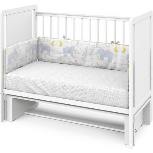 Детская кроватка INDIGO Classic маятник + колеса (белая аляска)