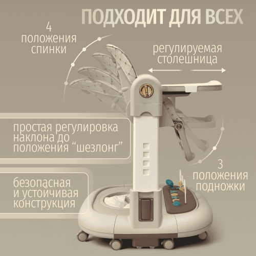 Стульчик для кормления Bubago William BG 193-3 Мокко