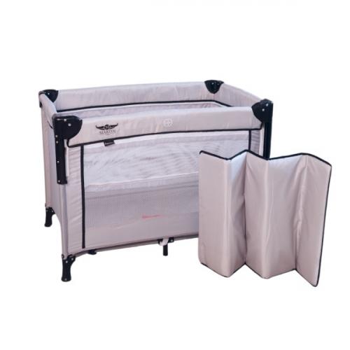 Манеж Martin noir Nearby Cozy Grey (опускной борт, 2 уровня, 90х50 см) светло-серый