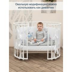 Кроватка круглая-овальная Pituso Monica Маятник поперечный / 103521-1 (белый) (Моника)