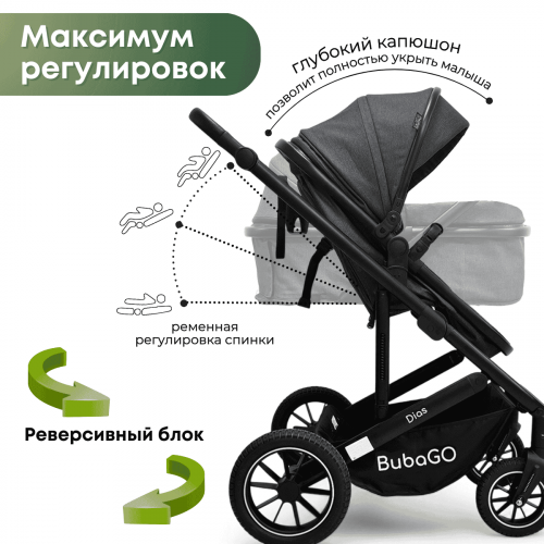 Коляска Bubago Dias 3в1 арт BG 167-2 Серый