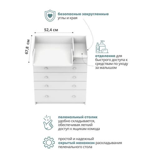 Комод пеленальный Атон Leo 805 с органайзером (белый) 9108822