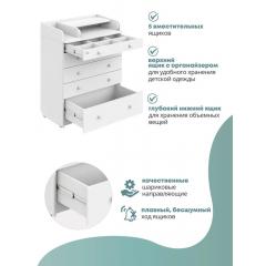 Комод пеленальный Атон Leo 805 с органайзером (белый) 9108822