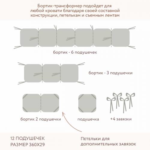 Бортик для кроватки Perina SoftCotton СК1/4-05.13 Серо-оливковый