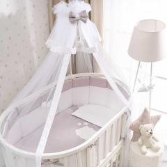 Комплект в кроватку круглую-овальную Перина Perina Бамбино Oval, арт. ББО6.2-125х75 (Грей)