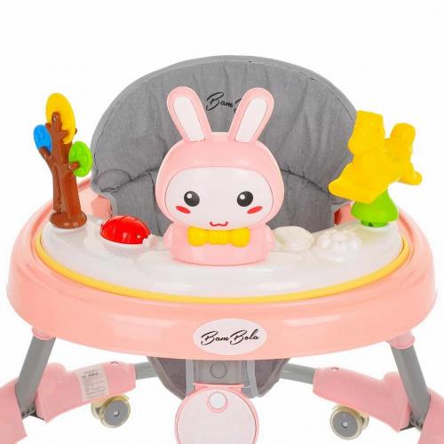 Ходунки BamBola Зайчик 630 (круглые) (6 силик.кол,игр.,муз) Pink/Нежно-розовый