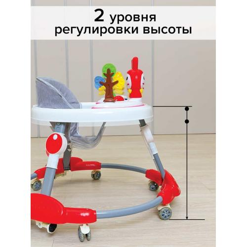 Ходунки BamBola Зайчик 630 (круглые) (6 силик.кол,игр.,муз) Red/Красный