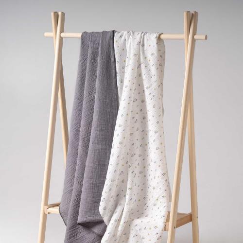 Комплект пеленок Perina КМП.2-10-1.6х2.7 (Грибы/Серый) Пеленка муслиновая