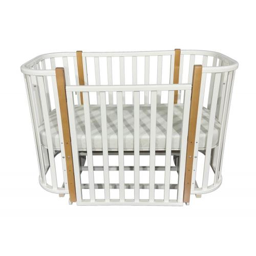 Кроватка Антел Esenia 2 (маятник, колесо) белый-бук закругленные края, быстросъемная стенка / Есения 2