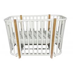 Кроватка Антел Esenia 2 (маятник, колесо) белый-бук закругленные края, быстросъемная стенка / Есения 2