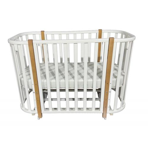 Кроватка Антел Esenia 2 (маятник, колесо) белый-бук закругленные края, быстросъемная стенка / Есения 2