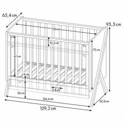 Детская кроватка Polini Kids Porto 1300 / 0002571.164 (графит/дуб крафт) быстросъемная стенка