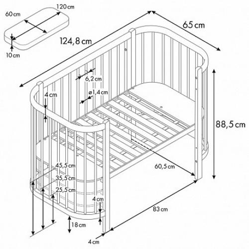 Детская кровать-трансформер Polini Kids Simple 350 / 0003126-17 (белый/натуральный)