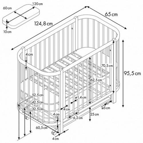 Детская кровать-трансформер Polini Kids Simple 350 / 0003126-17 (белый/натуральный)
