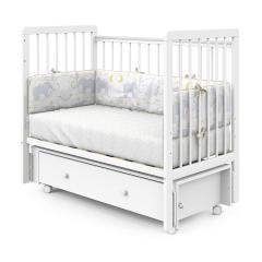 Детская кроватка PITUSO TINY ящик-маятник/колесо Белая аляска / быстросъемная стенка