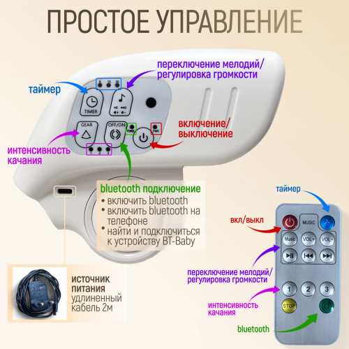 Стульчик для кормления Bubago Frida BG 174-2 Бежевый / Качели, игрушки