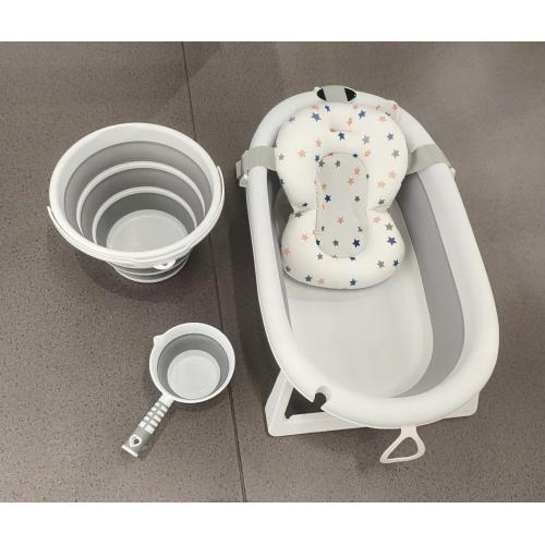 Ванночка складная + матрасик Серый (слив, термометр) NINO Duet