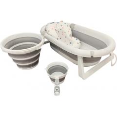 Ванночка складная + матрасик Серый (слив, термометр) NINO Duet