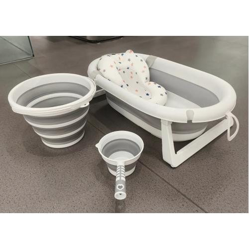 Ванночка складная + матрасик Серый (слив, термометр) NINO Duet