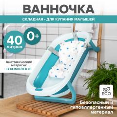 Ванночка складная с матрасиком Solmax&Kids SM99357 (голубой)