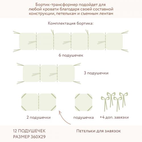 Бортик для кроватки Perina Lovely Dream ЛД1/4-04.11 Фисташковый