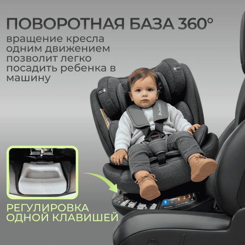 Автокресло Bubago Aspid BG 170-2 Серый (0-36 кг) (Isofix, поворот 360)