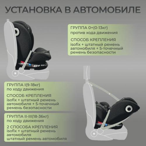 Автокресло Bubago Aspid BG 170-2 Серый (0-36 кг) (Isofix, поворот 360)