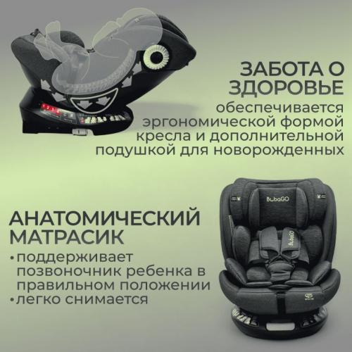 Автокресло Bubago Aspid BG 170-2 Серый (0-36 кг) (Isofix, поворот 360)