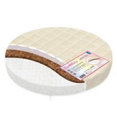 Комплект кроватка + матрас (2шт) круглая-овальная белый (колеса, маятник поперечный)