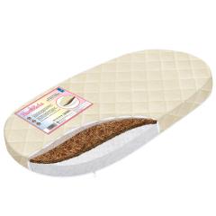 Комплект кроватка + матрас (2шт) круглая-овальная белый (колеса, маятник поперечный)