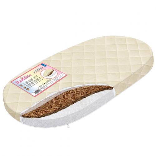 Комплект кроватка + матрас (2шт) круглая-овальная белый (колеса, маятник поперечный)