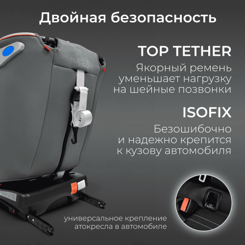 Автокресло Bubago Noxa BG 177-2 Серый (0-36 кг) (Isofix, поворот 360)