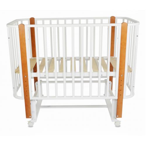Комплект кроватка + матрас СКВ 390001-6-2 Маятник + колеса / белый бук (закругленные края)