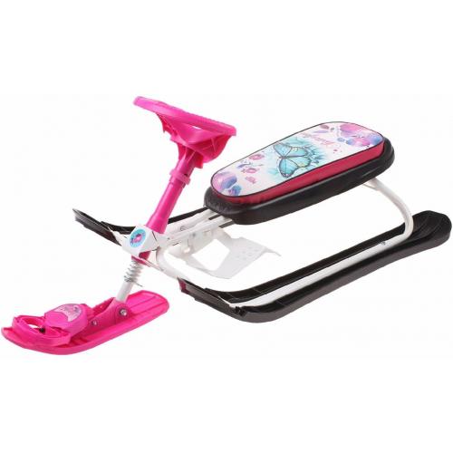 Снегокат Ника СНК с бабочками (белый каркас) СНК/Б2