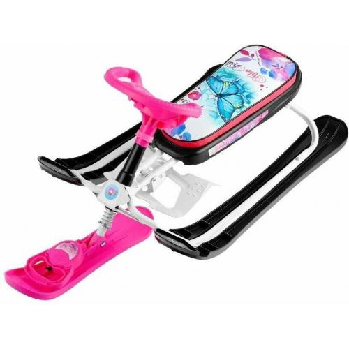 Снегокат Ника СНК с бабочками (белый каркас) СНК/Б2