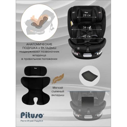 Автокресло Pituso Roys + Plus 0-36 кг IsoFix Black, black Inlay / Черный, Черный вкладыш
