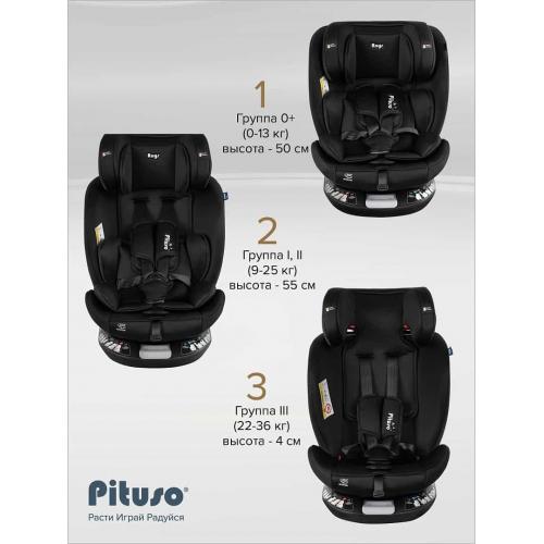 Автокресло Pituso Roys + Plus 0-36 кг IsoFix Black, black Inlay / Черный, Черный вкладыш