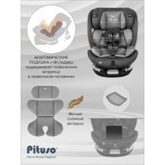 Автокресло Pituso Roys + Plus 0-36 кг IsoFix Dark grey, grey Inlay / Т.серый, Серый вкладыш