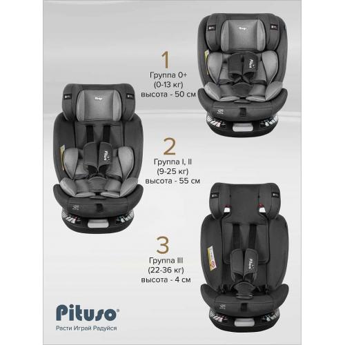 Автокресло Pituso Roys + Plus 0-36 кг IsoFix Dark grey, grey Inlay / Т.серый, Серый вкладыш