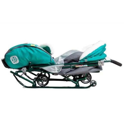 Cанки-коляска Ника НАШИ ДЕТКИ 5-1 с лисичкой изумрудный  НДТ5-1/4