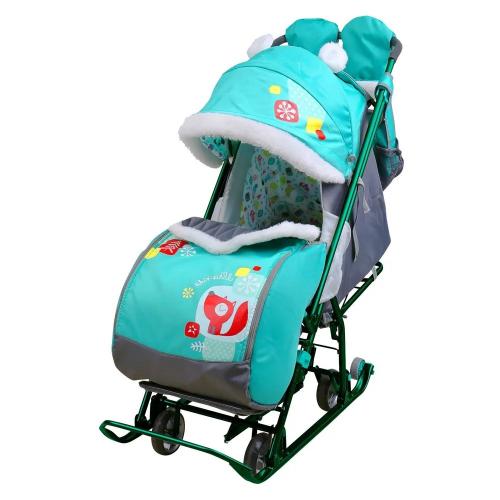 Cанки-коляска Ника НАШИ ДЕТКИ 5-1 с лисичкой изумрудный  НДТ5-1/4
