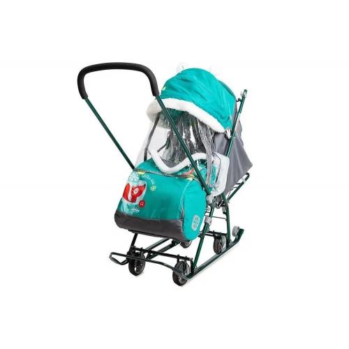 Cанки-коляска Ника НАШИ ДЕТКИ 5-1 с лисичкой изумрудный  НДТ5-1/4