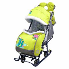 Cанки-коляска Ника НАШИ ДЕТКИ 5-1 с жирафом лимонный  НДТ5-1/7