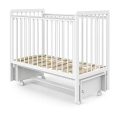 Кроватка детская PITUSO TINY (оптима) маятник/колесо Белая аляска быстросъемная стенка