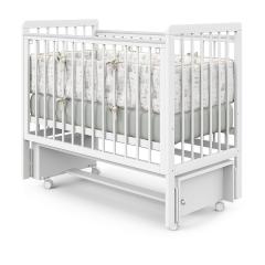Кроватка детская PITUSO TINY (оптима) маятник/колесо Белая аляска быстросъемная стенка