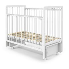 Кроватка детская PITUSO TINY (оптима) маятник/колесо Белая аляска быстросъемная стенка