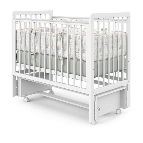 Кроватка детская PITUSO TINY (оптима) маятник/колесо Белая аляска быстросъемная стенка