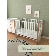 Детская кроватка СКВ-Компани 3194001-6	(5 уровней ложа, маятник) белый-бук