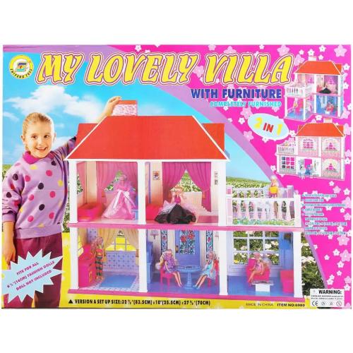 Домик для кукол My Lovely Villa 6980 (83 см, мебель) Кукольный домик двухэтажный с мебелью