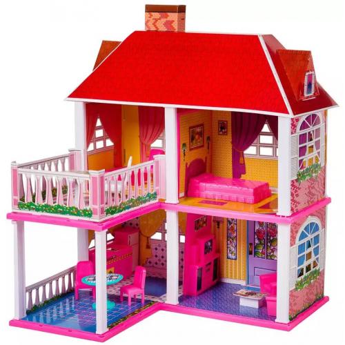 Домик для кукол My Lovely Villa 6980 (83 см, мебель) Кукольный домик двухэтажный с мебелью
